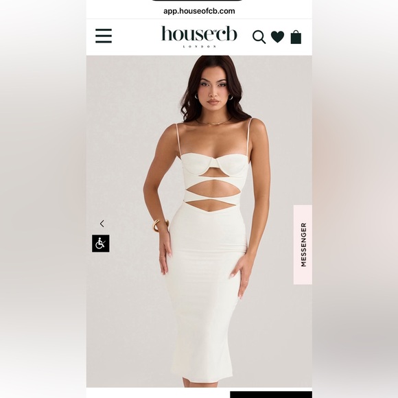 House of CB Amalia crème cutout satin bodycon sexy dress - Picture 2 of 6